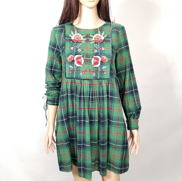 zara green plaid dress